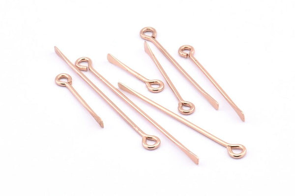 Paddle Eye Pins, 6 Rose Gold Plated Brass Paddle Eye Pins Customized Size  (20-25-30-35-40-45-50-55-60mm) Bs-1215 Q0448
