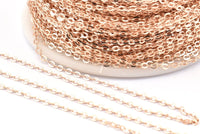 Rose Gold Link Chain, 3 Meters - 9.9 Feet Rose Gold Plated Brass Soldered Chain (1.5x2mm) Z179