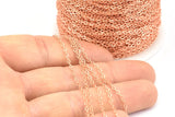 Rose Gold Link Chain, 3 Meters - 9.9 Feet Rose Gold Tone Brass Soldered Chain (1.5x2mm) Z173