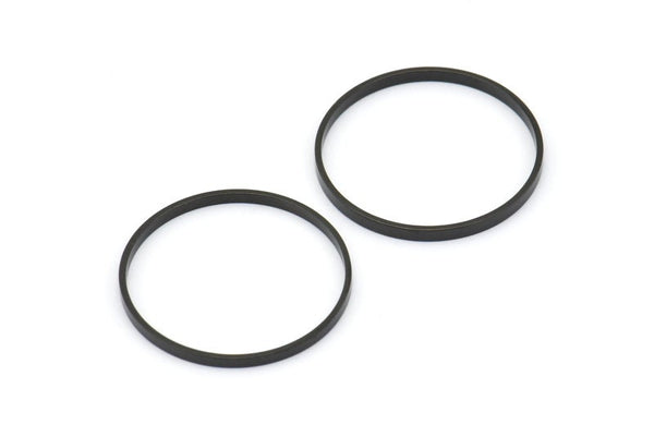 Black Circle Connectors, 12 Oxidized Brass Black Circle Connectors (25x0.8x2mm) D0313 S850