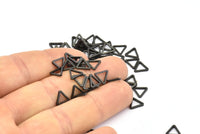 Black Triangle Charm, 50 Oxidized Brass Black Open Triangle Ring Charms (8x0.8mm) D0276 S853