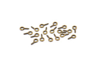Screw Eye Pin, 100 Antique Brass Screw Hook Eye Pins (8x4mm) A1050