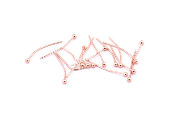 Rose Gold Pin, 100 Rose Gold Tone Brass Ball Head Pins (19x0.6mm) A1067