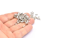 Ball Chain Connector, 100 Silver Tone Brass Ball Chain Connector Clasps For 1.2mm To 1.5mm Ball Chain, Findings (6x2mm) A1084