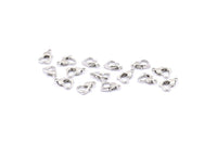 Silver Heart Clasp, 24 Silver Tone Brass Heart Lobster Clasps, Findings (10x7mm) A1023