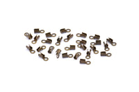 Cord End Clasp, 100 Antique Brass Cord End Clasps With 1 Loop, Findings (5x2mm) A1074