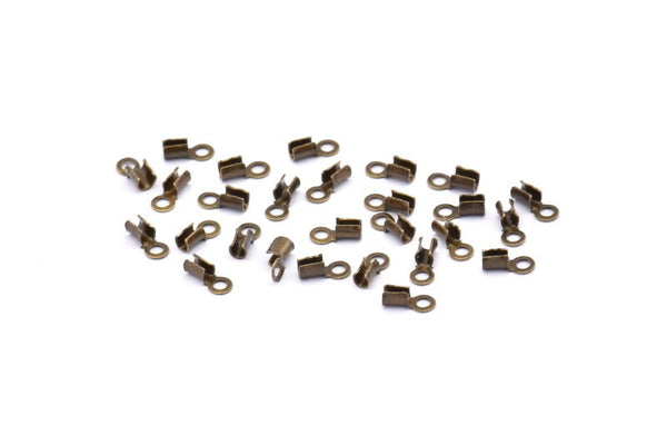 Cord End Clasp, 100 Antique Brass Cord End Clasps With 1 Loop, Findings (5x2mm) A1074