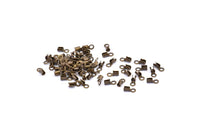 Cord End Clasp, 100 Antique Brass Cord End Clasps With 1 Loop, Findings (5x2mm) A1074