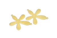 Brass Leaf Pendant, 12 Raw Brass Leaf Pendants With 2 Loops (28x23x0.80mm) D0581
