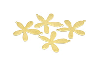 Brass Leaf Pendant, 12 Raw Brass Leaf Pendants With 2 Loops (28x23x0.80mm) D0581