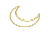 Brass Moon Charm, 12 Raw Brass Crescent Moon Charms, Connectors (50x15x1mm) D0598