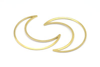 Brass Moon Charm, 12 Raw Brass Crescent Moon Charms, Connectors (50x15x1mm) D0598