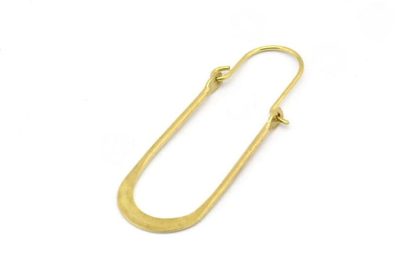 Brass Earring Wires, 10 Raw Brass Earring Studs, Wire Hoops  (40x13mm) D0576