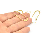 Brass Earring Wires, 10 Raw Brass Earring Studs, Wire Hoops  (40x13mm) D0576