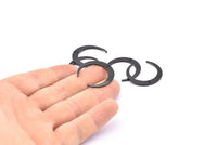 Black Moon Charms, 4 Oxidized Black Brass Crescent Moon Charms With 2 Holes, Pendants, Earrings, Findings (27x26x5x1mm) D0610 S882