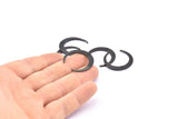 Black Moon Charms, 4 Oxidized Black Brass Crescent Moon Charms With 2 Holes, Pendants, Earrings, Findings (27x26x5x1mm) D0610 S882