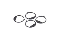 Black Round Charm, 12 Oxidized Black Brass Round Charms With 1 Loop, Pendants, Earrings, Findings (22x0.7mm) BS 2191 S883