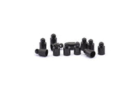 Black Leather Clasp, 24 Oxidized Black Brass Barrel End With Loop - 5x9mm Leather Cord Ends Bs-1646 S878
