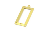 Brass Rectangle Charm, 12 Raw Brass Rectangle Charms with 1 Loop And 3 Holes, Pendants, Earrings (33x14x0.80mm) B0323