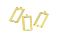 Brass Rectangle Charm, 12 Raw Brass Rectangle Charms with 1 Loop And 3 Holes, Pendants, Earrings (33x14x0.80mm) B0323