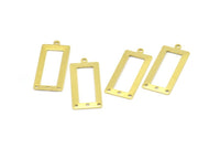Brass Rectangle Charm, 12 Raw Brass Rectangle Charms with 1 Loop And 3 Holes, Pendants, Earrings (33x14x0.80mm) B0323