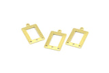 Pirinç Dikdörtgen Charm, 1 Döngü ve 3 Delikli 24 Ham Pirinç Dikdörtgen Charm, Kolye Uçları, Küpeler (23x14x0,80 mm) B0327