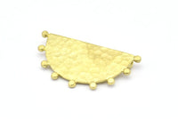 Semi Circle Pendant, 2 Raw Brass Hammered Semi Circle Blanks With 2 Loops (41x22x1mm) V141