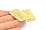 Brass Leaf Charm, 2 Raw Brass Leaf Textured Rectangle Charms With 1 Hole, Pendants (39x20mm) V146
