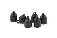 Black Brass End Cap, 10 Oxidized Brass Black End Cap, Cord Tip Cord End (9.7x13.7mm) - Bs-1665 S856
