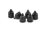 Black Brass End Cap, 10 Oxidized Brass Black End Cap, Cord Tip Cord End (9.7x13.7mm) - Bs-1665 S856