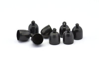 Black Brass End Cap, 10 Oxidized Brass Black End Cap, Cord Tip Cord End (9.7x13.7mm) - Bs-1665 S856