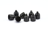 Black Brass End Cap, 10 Oxidized Brass Black End Cap, Cord Tip Cord End (9.7x13.7mm) - Bs-1665 S856
