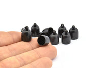Black Brass End Cap, 10 Oxidized Brass Black End Cap, Cord Tip Cord End (9.7x13.7mm) - Bs-1665 S856