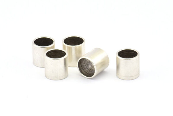 Silver Tube Bead, 10 Antique Silver Plated Brass Industrial Tube Beads (10x10x1mm) A0668 H0677