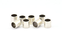 Silver Tube Bead, 10 Antique Silver Plated Brass Industrial Tube Beads (10x10x1mm) A0668 H0677