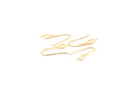 Gold Earring Hooks, 4 Gold Plated Earring Wires, Earring Hooks (25x7mm) X106