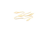 Gold Earring Hooks, 4 Gold Plated Earring Wires, Earring Hooks (25x7mm) X106