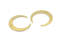 Brass Moon Charms, 6 Raw Brass Crescent Moon Charms With 2 Holes, Pendants, Earrings, Findings (27x26x5x1mm) D0610