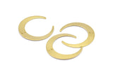 Brass Moon Charms, 6 Raw Brass Crescent Moon Charms With 2 Holes, Pendants, Earrings, Findings (27x26x5x1mm) D0610