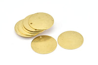 Brass Round Tag, 8 Raw Brass Round Stamping Blanks With 1 Hole (21x1mm) D0611