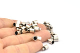 Silver Leather Clasp, 24 Antique Silver Plated Brass Barrel End With Loop - 5x9mm Leather Cord Ends Bs-1646 H0690