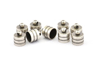 Silver End Cap, 8 Antique Silver Plated Brass End Cap , Cord Tip, (9mm) Cord End - (11.5x10mm) - Cap 5 A0781 B0023 H0689