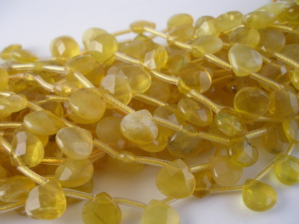 Yellow Opal 10 Mm Faceted Briolette Tear Drop Gemstone Beads Full Strand T025