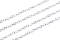 Silver Soldered Chain, Silver Tone Soldered Brass Chain (1.5x2mm) Mb 8-40