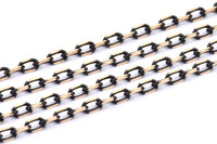 Black Soldered Chain, Raw Brass Faceted Soldered Cable Chain (2.6x4.3mm) Z181