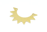 Brass Sun Charms, 10 Raw Brass Sun Charms With 2 Holes, Pendants, Earrings, Findings (35x24x12x0.80mm) B0328