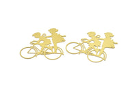Brass Bike Charm, 10 Raw Brass Bike Charms With 1 Hole (32x35mm) D0660