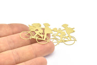 Brass Bike Charm, 10 Raw Brass Bike Charms With 1 Hole (32x35mm) D0660