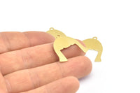 Brass Hair Charm, 24 Raw Brass Hair Charms With 1 Loop, Pendants, Earrings, Findings (24x0.60mm) D0648