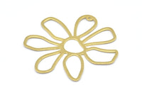 Brass Daisy Charm, 4 Raw Brass Daisy Charms With 1 Hole, Pendants, Earrings (54x1mm) D0646